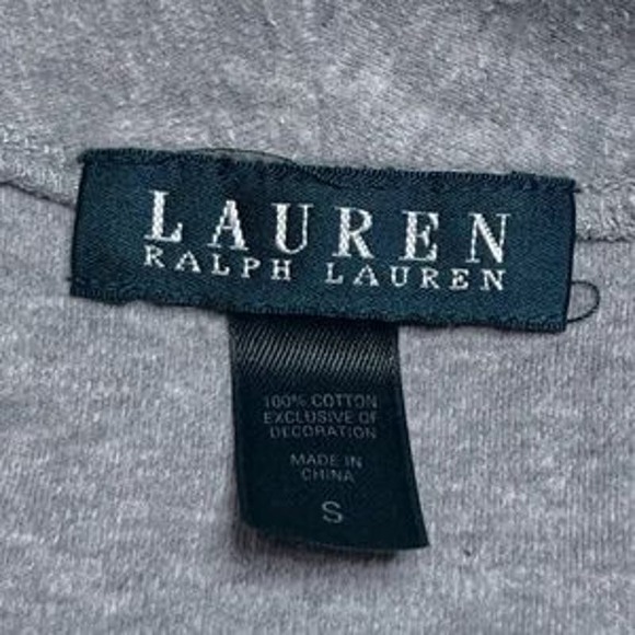 Ralph Lauren Grey Button Front Long Sleeve Cotton Sleep Shirt Women's Size Small - Picture 2 of 4